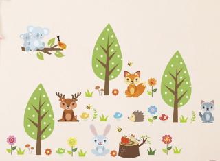 Samolepky na zeď pro děti Lesní království zvířátek