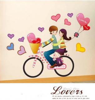 Samolepky na zeď Zamilovaní na kole (arch 50x70)