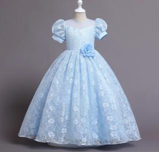 Šaty dětské slavnostní modré Popelka princeznovské luxusní