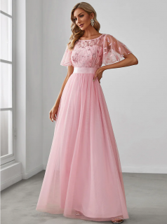 Šaty slavnostní dívčí teens a dámské EP růžové lístky dlouhé plesové svatební šaty 8 (EP00904PK04)