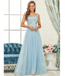 Šaty slavnostní dívčí teens a dámské EP světle modré flitr dlouhé plesové svatební šaty 4 (ES80090BL04)
