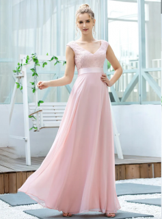 Šaty slavnostní dívčí teens a dámské EP světle růžové dekor dlouhé plesové svatební šaty 8 (EP00684PK08)