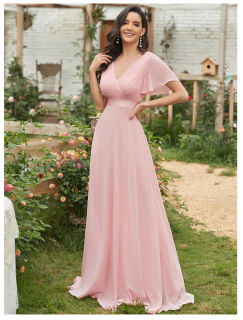 Šaty slavnostní dívčí teens a dámské EP světle růžové dlouhé plesové svatební šaty (EP09890PK04)