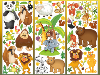 XL dětské samolepky na zeď - Zvířátka Džungle 120x150