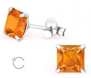 Stříbrné dámské náušnice - FEDO Barva kamenů: Oranžová
