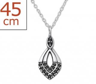 Stříbrný dámský náhrdelník - BONA Barva kamenů: Černá