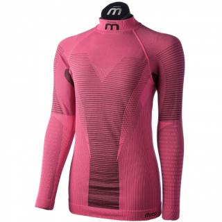 Funkční triko MICO WMN L/SLVS Mock Neck Shirt Warm Control - Nero/Amarena Velikost oblečení: L
