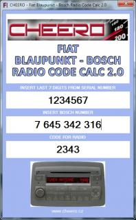 FIAT BLAUPUNKT BOSCH - RADIO CODE CALC (autorádio)