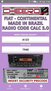 FIAT CONTINENTAL BRAZIL RADIO CODE CALC (autorádio)