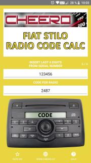 FIAT STILO RADIO CODE CALC (autorádio)