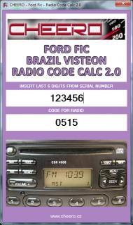 FORD FIC BRAZIL - RADIO CODE CALC (autorádio)