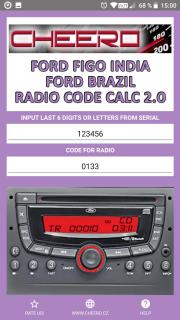 FORD FIGO INDIA FORD FOCUS FIESTA ECOSPORT MY CONNECTION BRAZIL -RADIO CODE CALC (autorádio)
