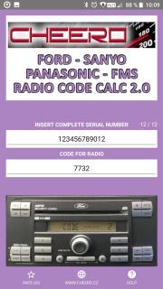 FORD - SANYO PANASONIC FMS - MEXICO INDIA - RADIO CODE CALC (autorádio)
