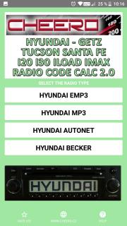 HYUNDAI GETZ TUCSON SANTAFE I20 I30 ILOAD IMAX - RADIO CODE CALC (autorádio)