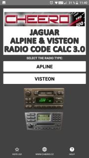 JAGUAR RADIO CODE ALPINE &amp; VISTEON XType SType (autorádio)