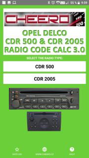 OPEL RADIO CODE DELCO ELECTRONICS CDR500 CDR2005 SERIES (autorádio)