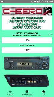 RADIO CODE FOR CLARION PU-2294 BAR CODE C7 (autorádio)