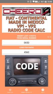 RADIO CODE FOR FIAT ALFA ROMEO JEEP RENEGADE CONTINENTAL VP1 VP2 MEXICO (autorádio)