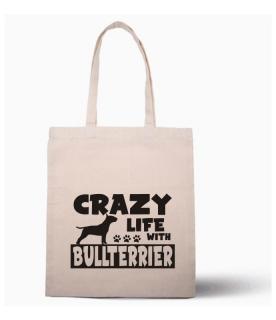 Nákupní taška s potiskem Crazy Bullterrier