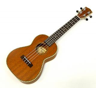 Celomasivní koncertní ukulele MAINLAND Mahagon Lesk (Klasické mahagonové koncertní ukulele s lanovím lemováním)