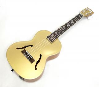 Jazz tenor ukulele KALA KA JTE KZGD Zlaté ("Archtop" jazz tenor ukulele s EQ a kufrem)