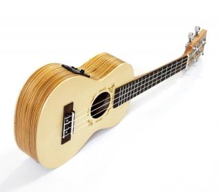 Koncertní elektro-akustické ukulele FLIGHT DUC525 CEQ  ZEB/SP (Zebrano a smrkové koncertní ukulele se snímačem a pouzdrem)