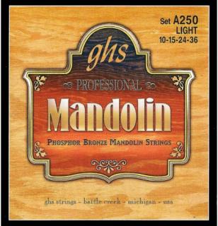 Sada strun na mandolínu GHS A250 Light (Light, .LM10, LM15, MP24, MP36)