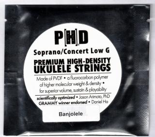 Soprano / koncertní banjolele struny PHD GCEA - Hluboké G (Ukulele creations soprano - koncertní GCEA -Low G)