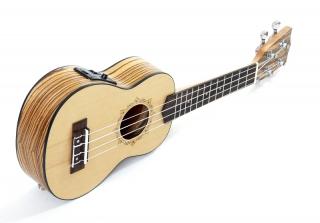 Sopránové elektroakustické ukulele FLIGHT DUS 320 SP/ZEB CEQ (Smrk a zebrano soprano ukulele EQ s pouzdrem)