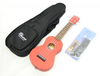 Sopránové ukulele balíček Ohana SK-10CR: Červené (Červené ukulele z mahagonové překližky s příslušenstvím)