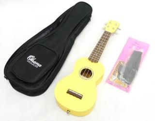 Sopránové ukulele balíček Ohana SK-10YL: Žluté (Žluté ukulele z mahagonové překližky s příslušenstvím)