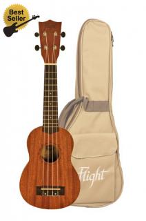 Sopránový ukulele balíček FLIGHT NUS 310 (Soprano ukulele s pouzdrem, ladičkou, popruhem, knížkou a nahradími strunami)