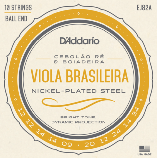 Struny na 10. strunní Viola Brasileira D´ADDARIO EJ82A (Poniklovaná ocel - Ball end)