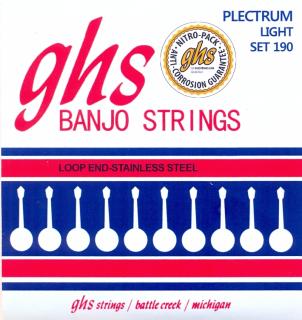 Struny na 4 strunní banjo GHS SET 190 Plectrum light (Ocelové struny na banjo)