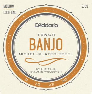Struny na 4. strunní tenor banjo D´ADDARIO EJ63  (Nikl a ocel struny 9, 16, 23w, 30w)