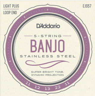 Struny na 5. strunní banjo D´ADDARIO EJ657 Light plus (Nikl a ocel sada 12, 12, 13, 22w, 11)