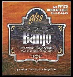 Struny na 5. strunní banjo GHS BANJO PF170 Professional regular light (Nerezový ocel sada: 09-11-13-20-09)