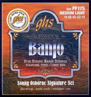 Struny na 5. strunní banjo GHS BANJO PF175 Professional medium light (Nerezový ocel sada: 11-12-13-22-11)