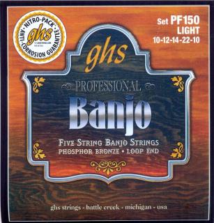 Struny na 5. strunní banjo GHS PF150 Professional light (Sada strun phosphor bronze: 10-12-14-22-10)