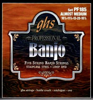 Struny na 5. strunní banjo GHS PF185 Professional almost medium (Sada strun phosphor bronze: 010" 1/2", .011" 1/2", .013", .020", .010" 1/2")