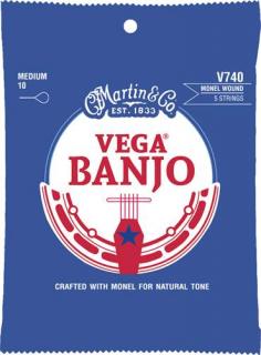 Struny na 5. strunní banjo MARTIN VEGA V740 Medium (Nikl a měd´ 010"/023")