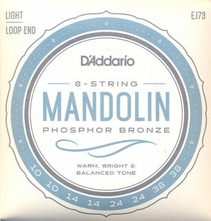 Struny na mandolínu D’ADDARIO EJ73 Light (Phosphor bronze 10, 10, 14, 14, 24, 24, 38, 38)