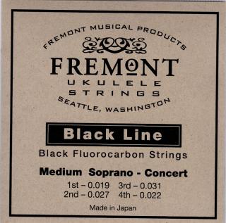 Struny na soprano a koncertní ukulele FREMONT Black Line GCEA (Černé flourocarbon sada vysoké "G" - Medium)