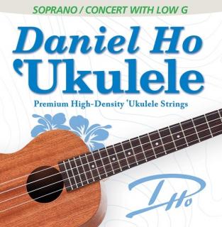Struny na soprano nebo koncertní ukulele Daniel Ho- Hluboké G (Sada stun GCEA od havajského místra - Low G)