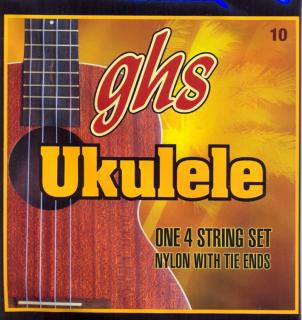 Struny na sopránové i koncertní ukulele GHS 10 D ladění (Nylon bez barvy - Havajské ladění od D)