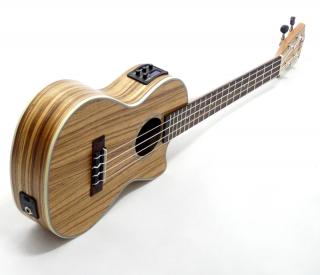 Tenor elektroakustické ukulele Koki´o U-LZWLZW-T-EQ Zebrano (Zebrano tenor ukulele se snímačem pouzdrem)