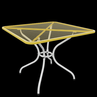 Stůl TAKO 105 x 105 cm Barva: RAL 9016 (bílá) + RAL 1023 (žlutá)