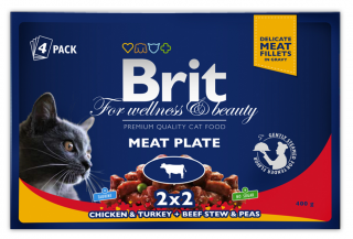 BRIT Premium Cat kapsa Meat Plate 400g (4x100g)