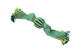 Hračka pes BUSTER Pískací lano s balonkem modrá/zelená 33cm