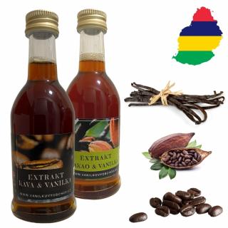Set 2 extraktů: Vanilka &Káva a Vanilka &kakaové boby, Mauricius hmotnost: 2x120g